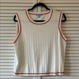 Draper James White Tank with Red Accents